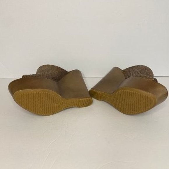 NWOT Fred Segal Feet Brown Woven Leather Platform Wedges Size 38 Made in Italy - Picture 4 of 7